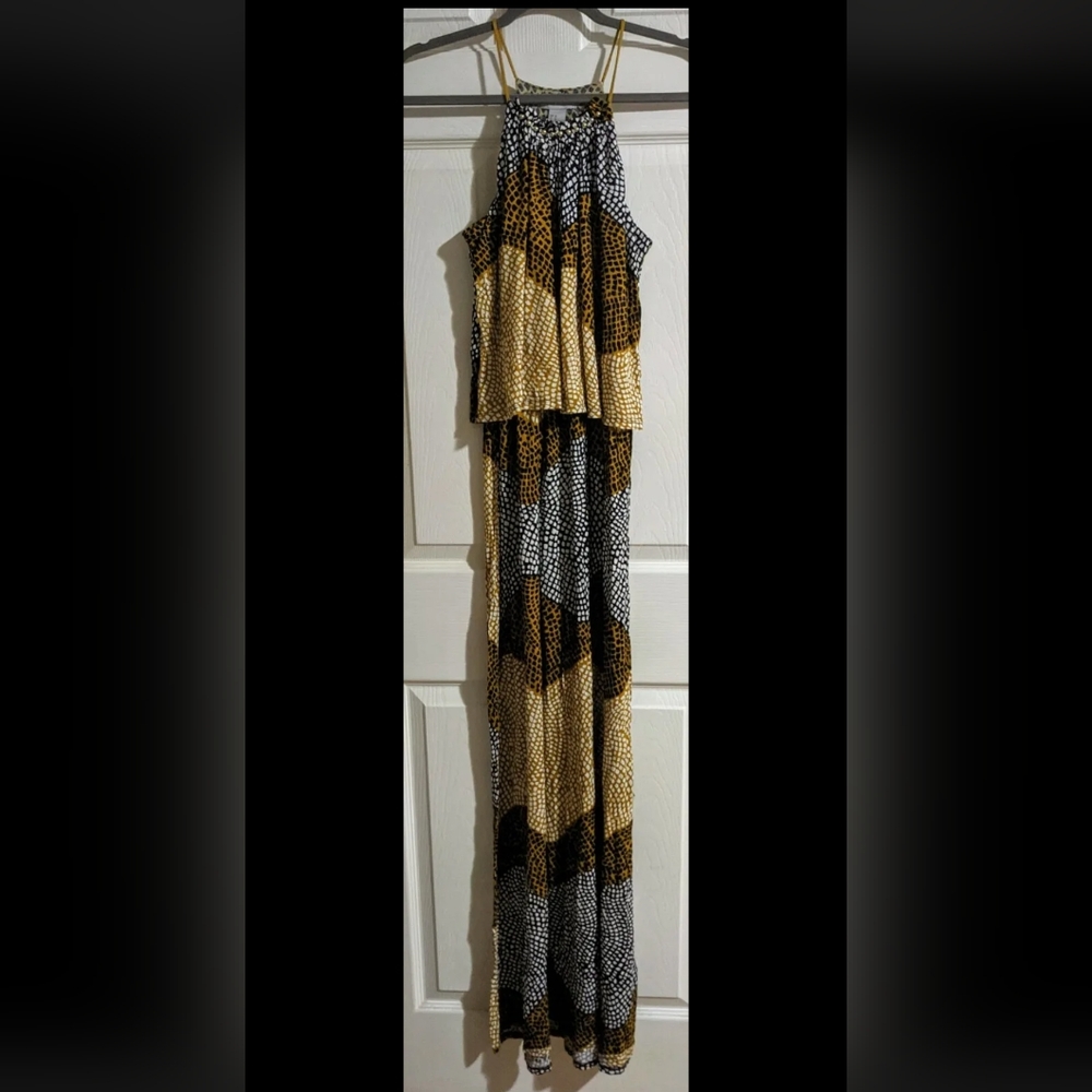 H&M Printed Maxi Dress XS Boho Multicolor Tiered Soft Jersey Knit Travel